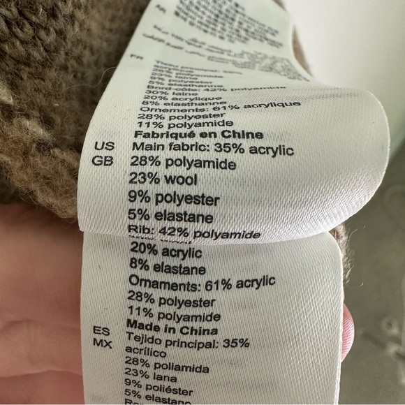 Sandro Silas Wool-Blend Floral Zip-Up Trucker-Style Knit Sweater SZ 3, L - Picture 4 of 8